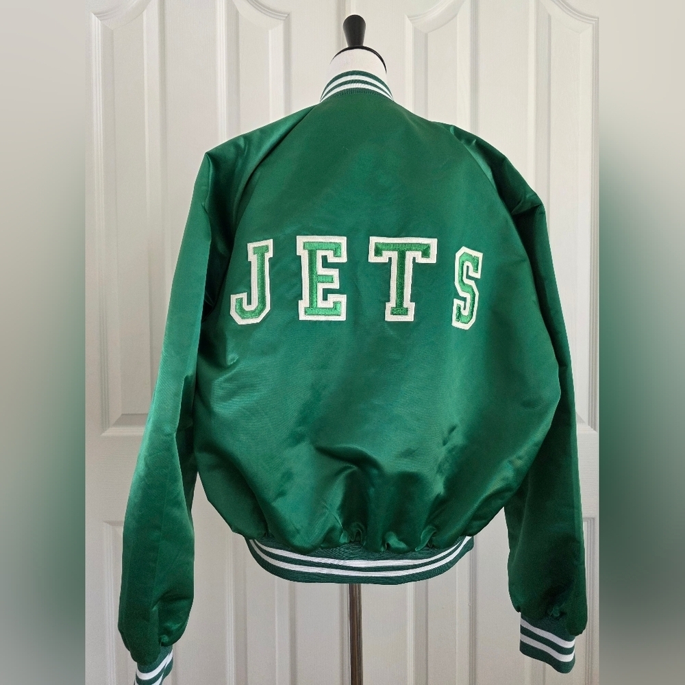 Vintage New York Jets Satin Varsity Jackets Mens L Chalk Line USA NFL - Picture 6 of 15
